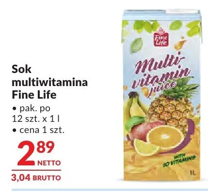 Sok multiwitamina Fine Life promocja w Makro