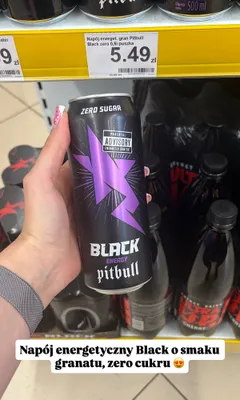 Napój energetyczny Black Pitbull o smaku granatu Zero Sugar promocja w Dino
