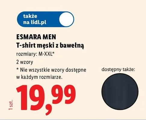 T-shirt męski z bawełną Esmara Men promocja w Lidl