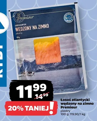 Łosoś atlantycki wędzony na zimno Premieur plastry promocja w Netto