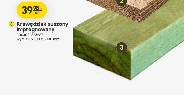 Krawędziak suszony impregnowany wym. 50x100x3000mm promocja w Castorama