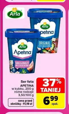Ser feta Apetina w kubku Garlic & Parsley promocja w Carrefour Market