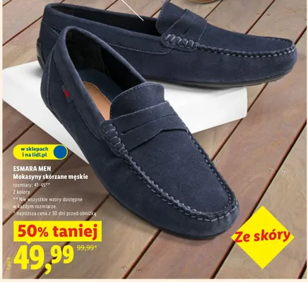 Mokasyny skórzane męskie promocja w Lidl