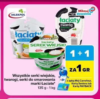 Twaróg półtłusty Łaciate promocja w Carrefour
