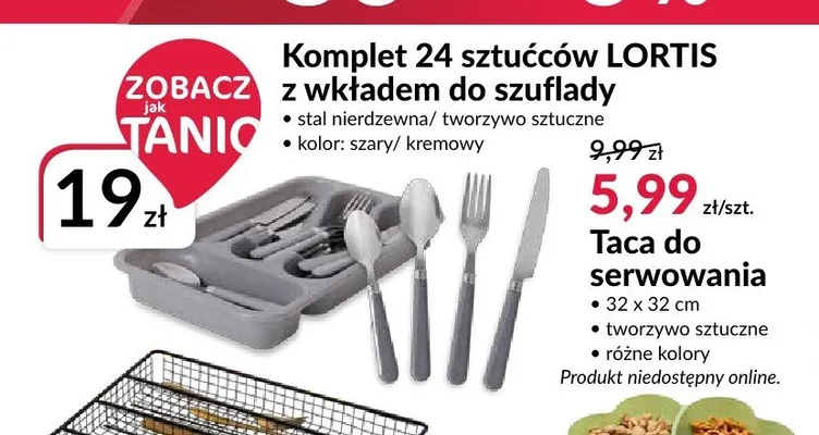 Komplet 24 sztućców LORTIS z wkładem do szuflady promocja w Salony Agata