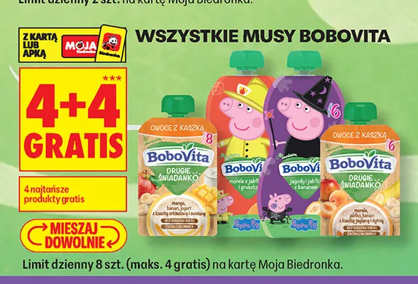 Mus owocowy BoboVita Peppa Pig morele, jabłko, gruszka promocja w Biedronka