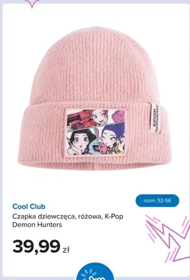Czapka dziewczęca różowa K-Pop Demon Hunters Cool Club promocja w Smyk