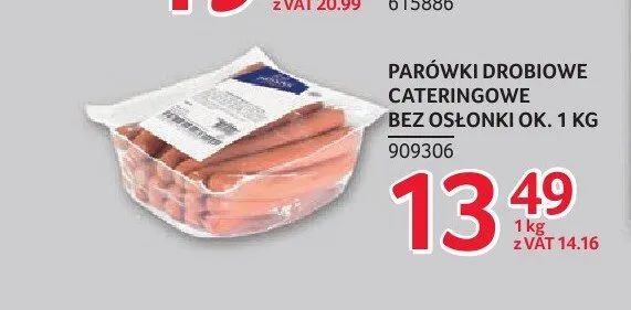 Parówki drobiowe cateringowe bez osłonki Indykpol promocja w Selgros