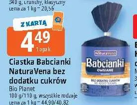 Ciastka Babcianki NaturaVena bez dodatku cukrów promocja w Leclerc