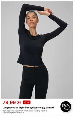 Longsleeve do jogi slim szybkoschnący damski promocja w 4F