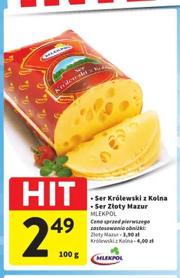 Ser żółty Królewski z Kolna Mlekpol promocja w Intermarche