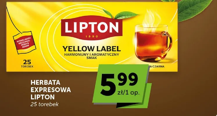 Herbata ekspresowa Lipton Yellow Label czarna promocja w ABC