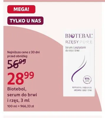 Serum do brwi i rzęs Biotebal Rzęsy Pure promocja w Rossmann