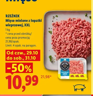 Mięso mielone z łopatki wieprzowej XXL Rzeźnik promocja w Lidl