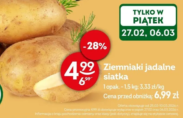 Ziemniaki jadalne siatka promocja w Żabka