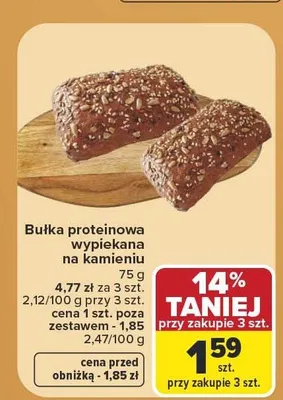 Bułka proteinowa wypiekana na kamieniu promocja w Carrefour
