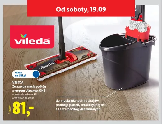 Zestaw do mycia podłóg z mopem Ultramax ONE Vileda promocja w Lidl