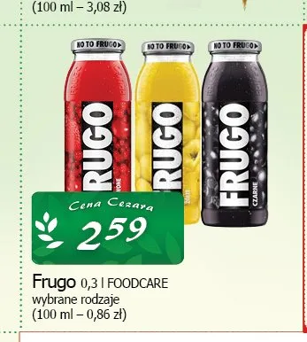 Napój czarny Frugo promocja w CEZAR Delikatesy