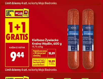 Kiełbasa żywiecka Kraina Wędlin promocja w Biedronka