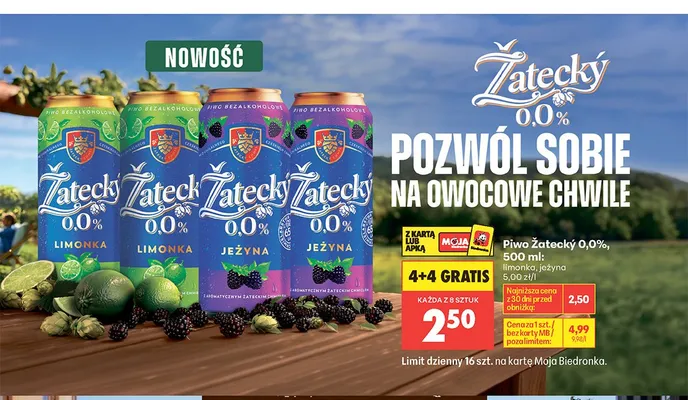 Piwo bezalkoholowe Žatecký 0,0% jeżyna promocja w Biedronka