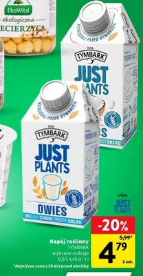 Napój roślinny Tymbark Just Plants owies promocja w Intermarche