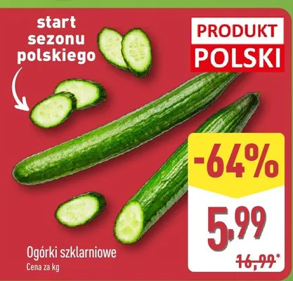 Ogórki szklarniowe promocja w Aldi