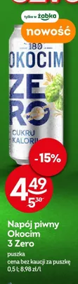 Napój piwny bezalkoholowy Okocim 3 Zero promocja w Żabka