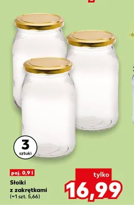 Słoiki z zakrętkami 3-pak 0,9 l promocja w Kaufland
