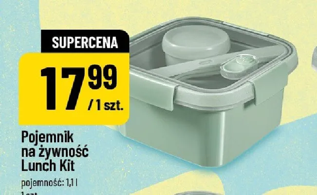 Pojemnik na żywność lunch kit pojemność 1.1l 1szt. POLOmarket promocja w POLOmarket