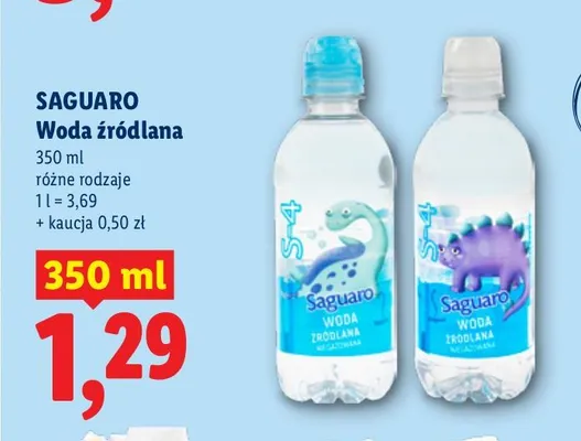 Woda źródlana niegazowana Saguaro promocja w Lidl