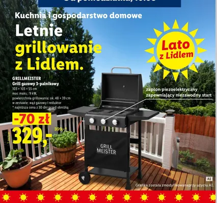Grill gazowy 3-palnikowy GRILLMEISTER promocja w Lidl