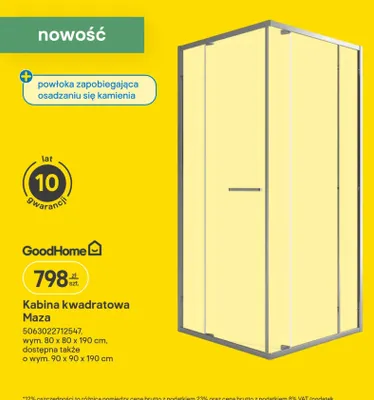 Kabina kwadratowa Maza promocja w Castorama