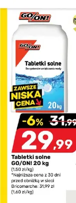 Tabletki solne GO/ON! 20 kg promocja w Bricomarche