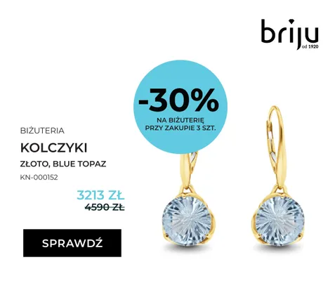 Kolczyki briju złoto blue topaz KN-000152 promocja w Briju