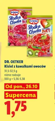 Kisiel z kawałkami owoców Słodka Chwila Owocowy Duet malina i żurawina Dr. Oetker promocja w Lidl