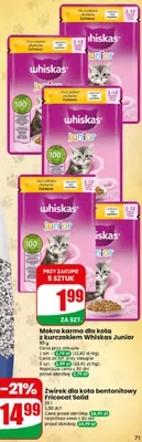 Mokra karma dla kota Whiskas Junior z kurczakiem w galaretce promocja w Dino