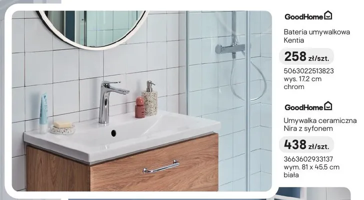Bateria umywalkowa GoodHome Kentia promocja w Castorama