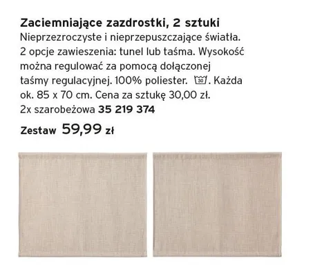Zaciemniające zazdrostki promocja w Tchibo