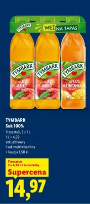 Sok 100% jabłkowy Tymbark promocja w Lidl