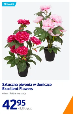 Sztuczna piwonia w doniczce Excellent Flowers 60 cm promocja w Action