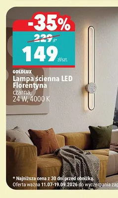 Lampa ścienna LED Florentyna Goldlux czarna promocja w Biedronka