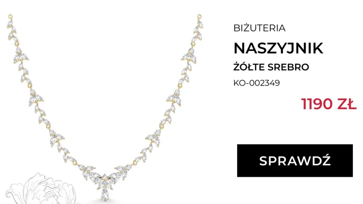 Naszyjnik żółte srebro Briju