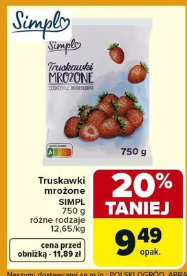 Truskawki mrożone różne rodzaje promocja w Carrefour Market