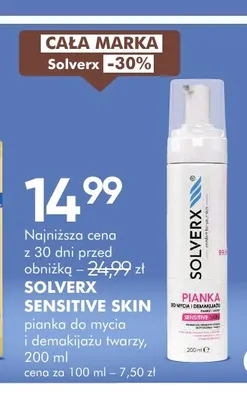 Pianka do mycia i demakijażu twarzy Sensitive Skin Solverx promocja w Super-Pharm