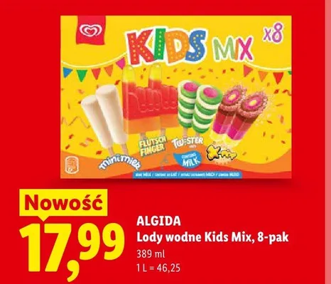 Lody wodne Kids Mix ALGIDA 8-pak promocja w Lidl