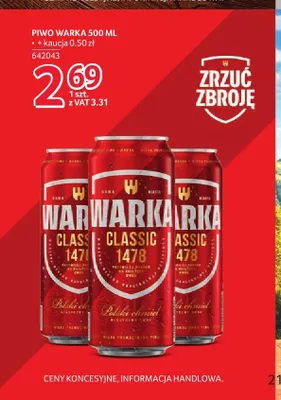 Piwo Warka Classic promocja w Selgros