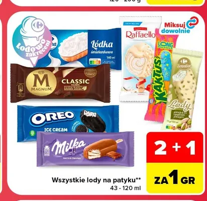 Lody na patyku Milka promocja w Carrefour Market