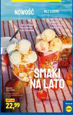 Lody w kubku Willisch mascarpone z brzoskwinią promocja w Lidl