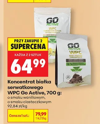 Koncentrat białka serwatkowego WPC Go Active o smaku ciasteczkowym promocja w Biedronka