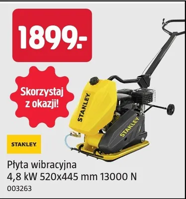 Płyta wibracyjna Stanley 4,8kW 520x445mm 13000N promocja w Jula